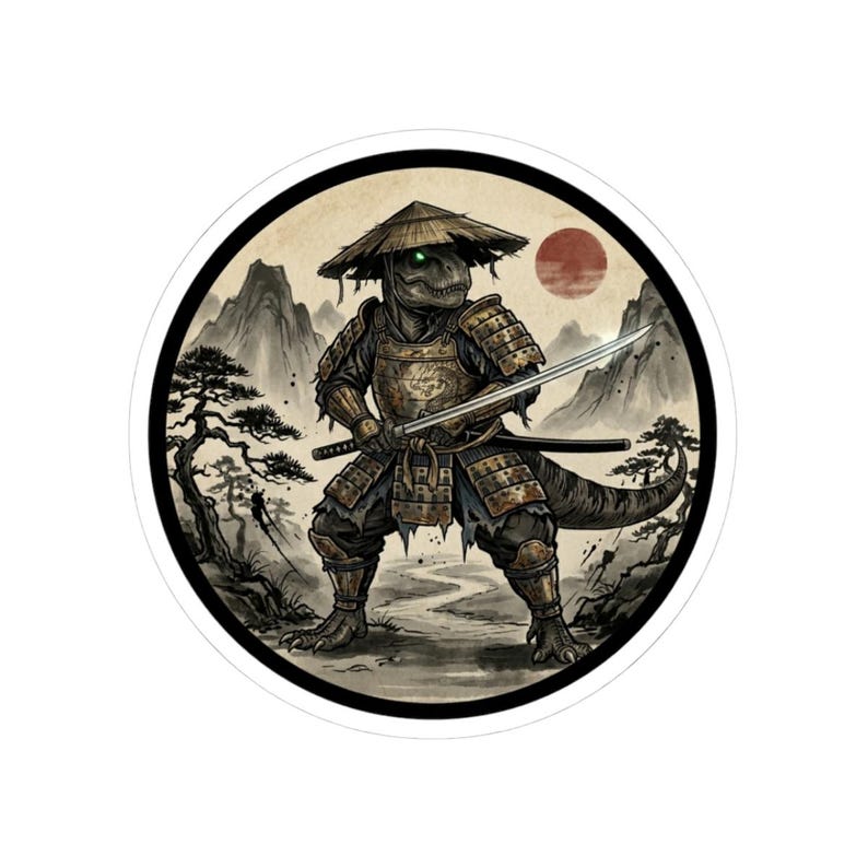 Ronin Sticker Ronin Dinosaur Sticker, Samurai T-rex Warrior Decal, Dark Japanese ...