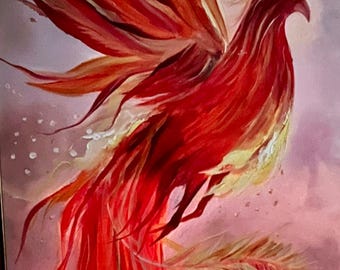 Phoenix Rising Art Print, spirituele muurkunst, symbolisch schilderij, Fine Art Print, innerlijke transformatie kunst, cadeau-idee