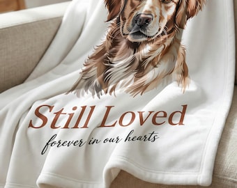 Golden Retriever Memorial deken, Pet Loss Sympathy Gift, Still Loved Dog Remembrance Throw, Forever In Our Hearts aangepaste huisdier deken