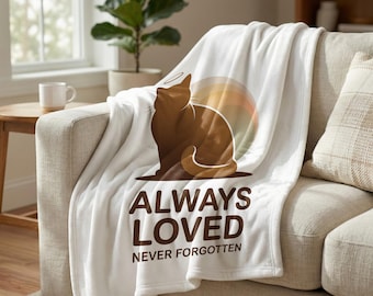 Coperta commemorativa per gatti, regalo per la perdita di un gatto, coperta per gatti Rainbow Bridge, regalo di condoglianze per la perdita di un animale domestico, coperta per gatti sempre amati e mai dimenticati.