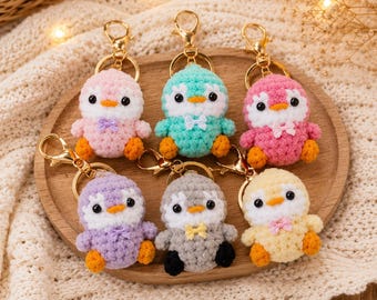 Chaveiro de pinguim de crochê - chaveiro de pinguim, pinguim de crochê, pinguim de pelúcia, chaveiro kawaii, pingente de pinguim, enfeite para bolsa, brinquedo de crochê fofo