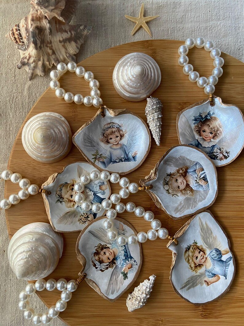 Angelic Shell Handmade Angel Oyster Shell Wedding Favors, Gold Leaf Napkin Holder ...