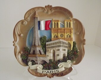 Eiffel Tower Paris France Vintage Illustration Handcrafted Hand Poured Resin Silver-Plate Square Cufflinks Cuff Links