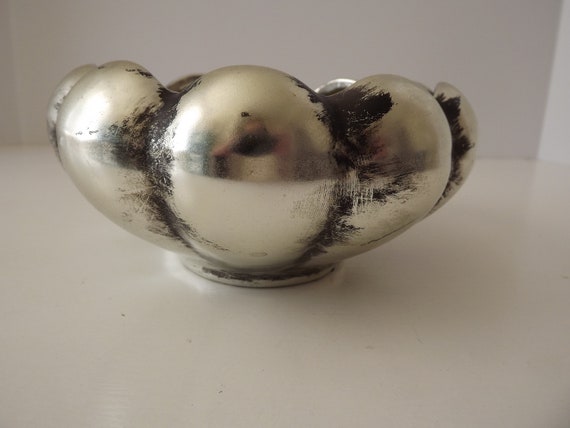 Vintage Mc Coy, Antiqua Line, Silver & Black Lotus Flower