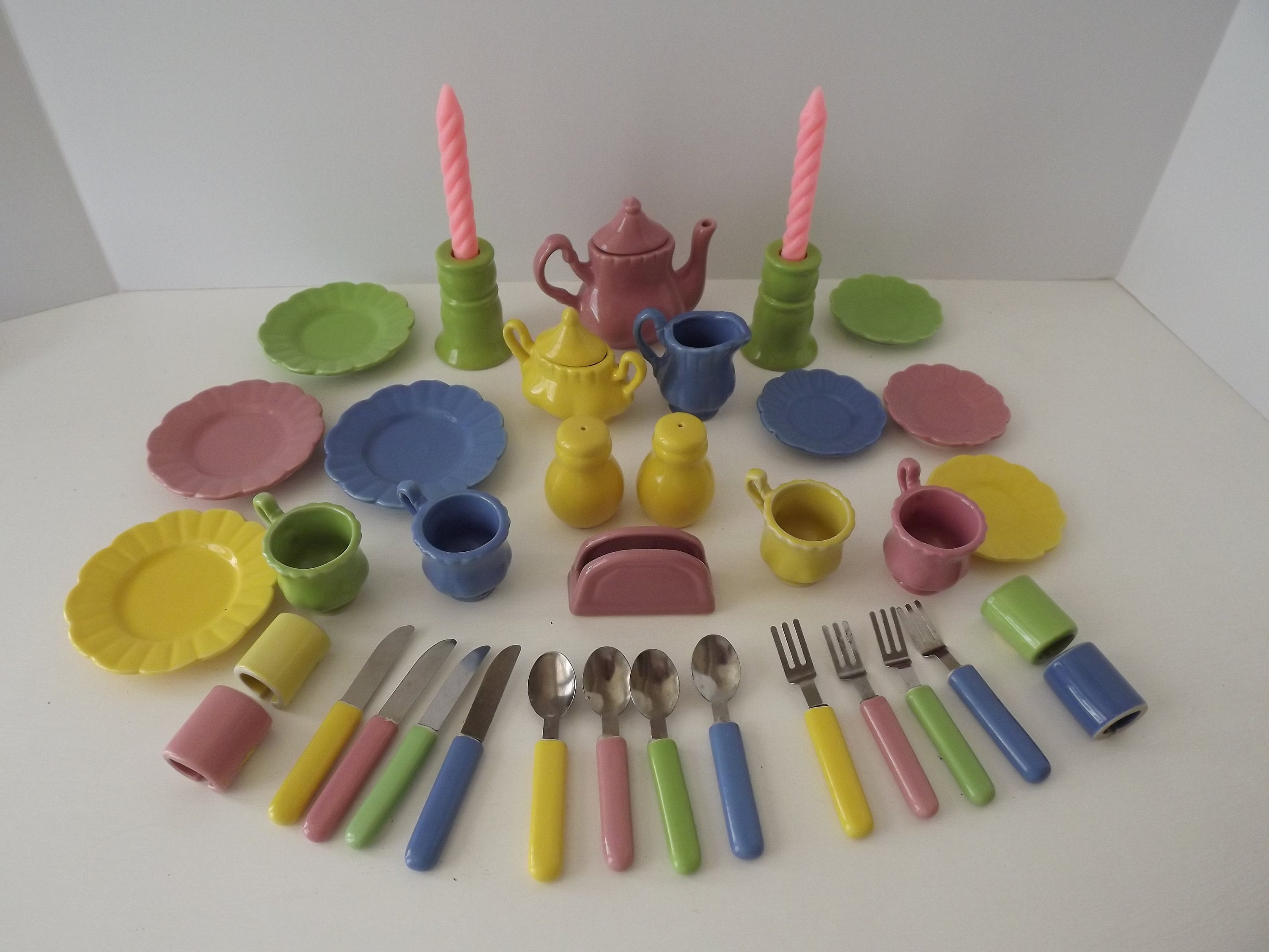 Frenzy China Child's Tea Set Vintage Pastel Colors 35 Etsy Nederland