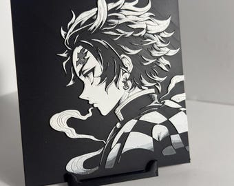 Tanjiro 3D Printed Wall Art | Demon Slayer Layered Manga Panel | Anime Room Decor