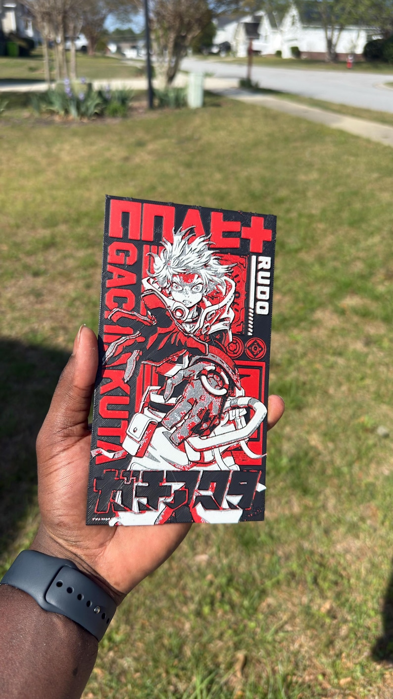 Rudo 3D Printed Wall Art | Gachiakuta Layered Manga Panel | Anime Room Decor image 1