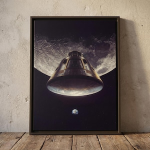 Vaisseau spatial Apollo, affiche de décoration murale d'espace, chambre scientifique, module de commande de salle d'astronomie, affichage d'impression lune, terre, vaisseau spatial