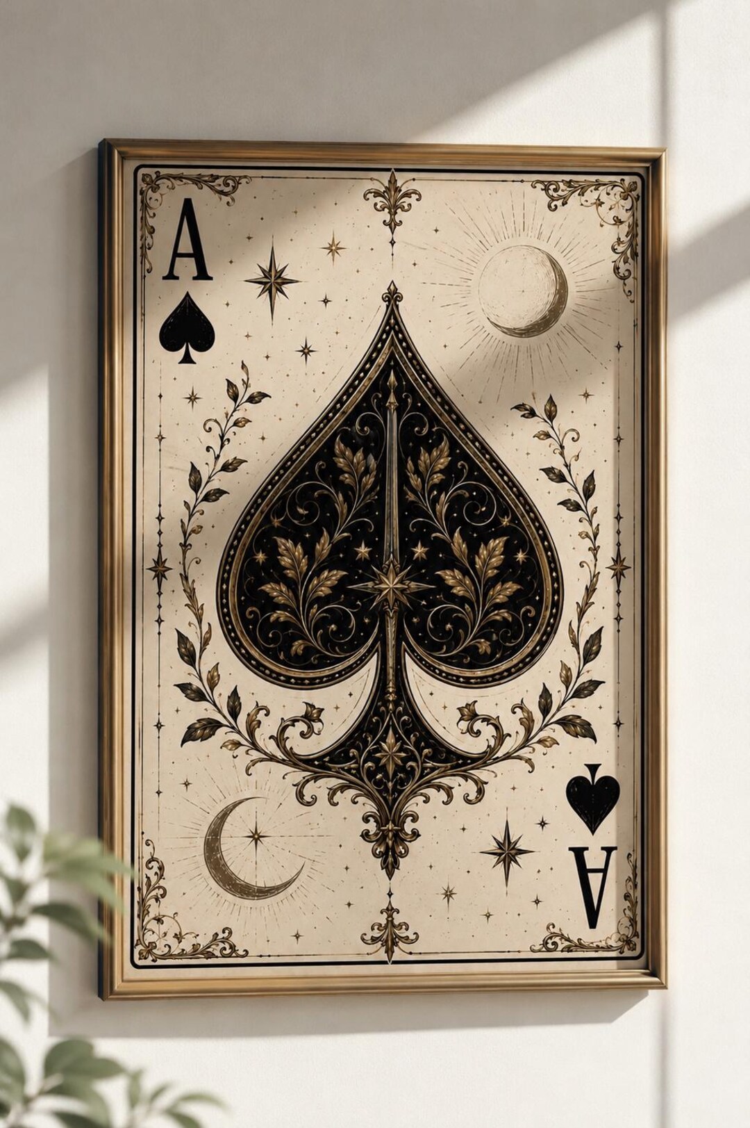 Ace of Spades Wall Art Printable, Vintage Celestial Playing Card Poster ...