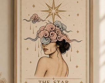 The Star Tarot Print, The Star Card Poster, Tarot Print, Tarot Poster, Mystical Tarot Art, Witchy Decor, Physical Poster
