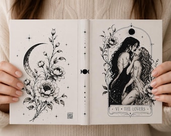 Lesbian Tarot Journal, The Lovers Notebook, LGBTQ Journal, Gothic Tarot Diary, Witchy Moon Notebook, Sapphic Gift for Her, Hardcover Journal