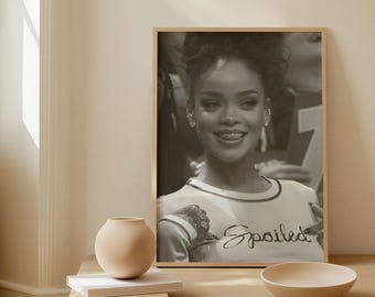 Póster vintage de Rihanna / Arte pop retro para pared / Lámina musical icónica / Decoración estética para dormitorio / Idea de regalo para fans de la celebridad R&B y pop