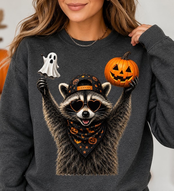 Halloween Raccoon PNG, Raccoon Halloween Shirt Design, Funny Raccoon Sublimation, Halloween PNG, Digital Download