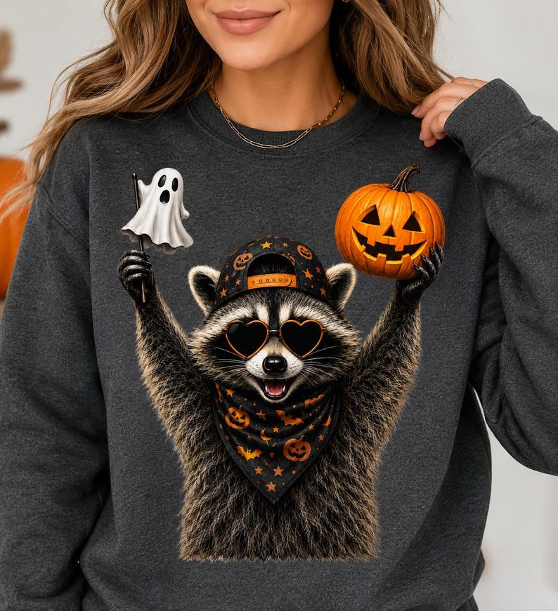 Halloween Raccoon PNG, Raccoon Halloween Shirt Design, Funny Raccoon Sublimation, Halloween PNG, Digital Download