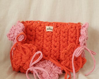 Crochet bag | Chunky crochet bag | Chunky Crochet Bag Orange Pink | Handmade Crossbody Bag | Summer bag | Festival bag