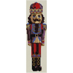 Nutcracker Peyote Bead Pattern, Bracelet Cuff Pattern, Bookmark, Seed Beading Pattern Miyuki Delica Size 11 Beads - PDF Instant Download