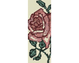 Rose 4 Peyote Bead Pattern, Bracelet Cuff, Bookmark, Seed Beading Pattern Miyuki Delica Size 11 Beads - PDF Instant Download