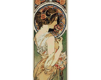 Primrose Mucha Tapestry Peyote Bead Pattern, Wall Art Pattern, Seed Beading Pattern, Miyuki Delica Size 11 Beads - PDF Instant Download