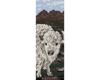 White Buffalo Loom Bead Pattern, Bracelet Cuff Pattern, Bookmark Pattern, Seed Beading Pattern Delica Size 11 Beads - PDF Instant Download