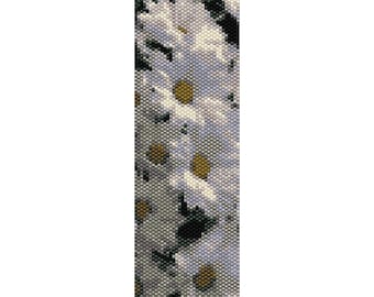 Daisies Peyote Bead Pattern, Bracelet Cuff, Bookmark, Seed Beading Pattern Miyuki Delica Size 11 Beads - PDF Instant Download