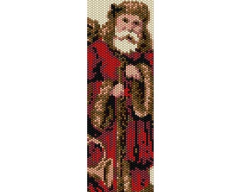 Vintage Santa Peyote Bead Pattern, Bracelet Cuff, Bookmark, Seed Beading Pattern Miyuki Delica Size 11 Beads - PDF Instant Download