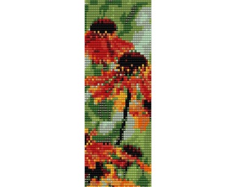 Coneflower Loom Bead Pattern, Bracelet Cuff, Bookmark, Seed Beading Pattern Miyuki Delica Size 11 Beads - PDF Instant Download