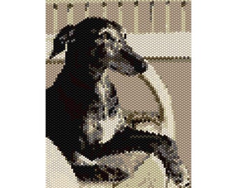 Lurcher Dog Tapestry Peyote Bead Pattern, Wall Art, Seed Beading Pattern Miyuki Delica Size 11 Beads - PDF Instant Download