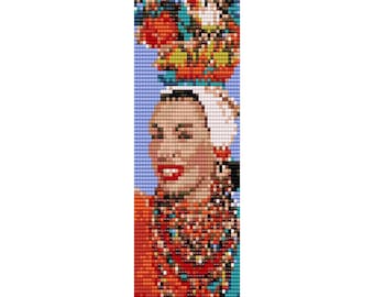 Carmen Miranda Loom Bead Pattern, Bracelet Cuff Pattern, Bookmark, Seed Beading Pattern Miyuki Delica Size 11 Beads - PDF Instant Download