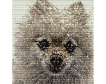 LouLou, Pomeranian in Snow Dog Tapestry Loom Bead Pattern, Wall Art Pattern, Beading Pattern, Delica Size 11 Beads - PDF Instant Download