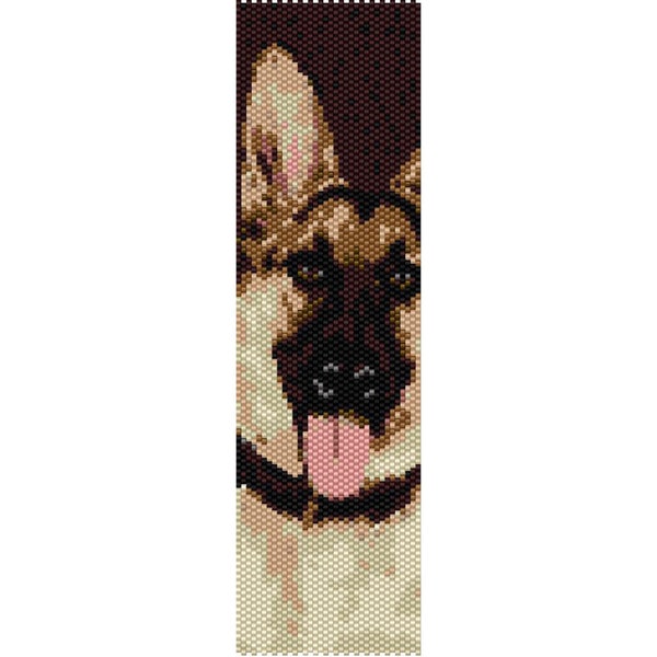 German Shepherd Dog Peyote Bead Pattern, Dog Bracelet or Bookmark Pattern, Seed Beading Pattern Delica Size 11 Beads - PDF Instant Download