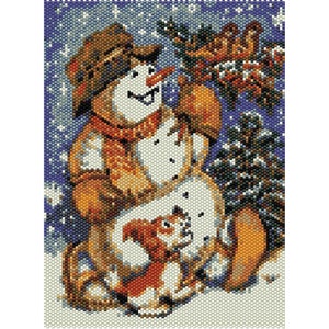 Snowman Tapestry Peyote Bead Pattern, Winter Christmas Wall Art, Seed Beading Pattern Miyuki Delica Size 11 Beads - PDF Instant Download
