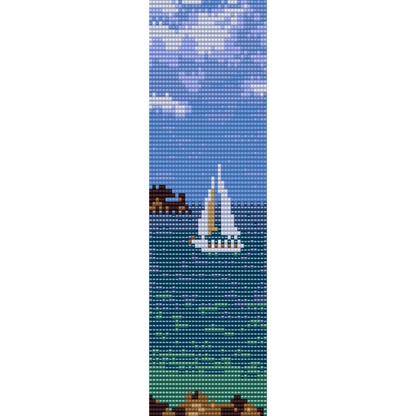 Sailboat Loom Bead Pattern, Bracelet Cuff, Bookmark, Seed Beading Pattern Miyuki Delica Size 11 Beads - PDF Instant Download