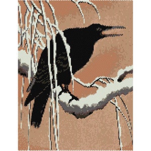 Crow Tapestry Bird Peyote Bead Pattern, Wall Art Pattern, Seed Beading Pattern, Miyuki Delica Size 11 Beads - PDF Instant Download
