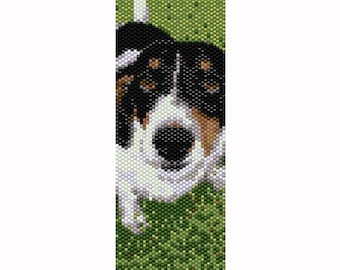 Wzór na koraliki Happy Dog Peyote, mankiet bransoletki, zakładka, wzór na koraliki nasienne Miyuki Delica rozmiar 11 koralików - PDF do natychmiastowego pobrania