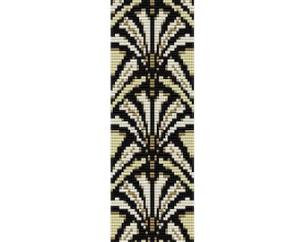 Art Deco 4 Loom Bead Pattern, Bracelet Cuff, Seed Beading Pattern Miyuki Delica Size 11 Beads - PDF Instant Download