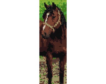 Horse 6 Loom Bead Pattern, Bracelet Cuff, Bookmark Pattern, Seed Beading Pattern Miyuki Delica Size 11 Beads - PDF Instant Download