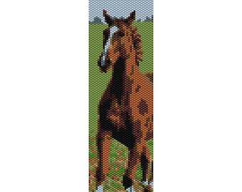 Horse 5 Peyote Bead Pattern, Bracelet Cuff, Bookmark, Seed Beading Pattern Miyuki Delica Size 11 Beads - PDF Instant Download