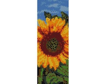 Sunflower Peyote Bead Pattern, Bracelet Cuff, Bookmark, Seed Beading Pattern Miyuki Delica Size 11 Beads - PDF Instant Download