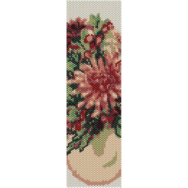 Flower Bowl Peyote Bead Pattern, Bracelet Cuff, Bookmark, Seed Beading Pattern Miyuki Delica Size 11 Beads - PDF Instant Download