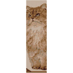 Golden Persian Cat Peyote Bead Pattern, Bracelet Cuff, Bookmark, Seed Beading Pattern Miyuki Delica Size 11 Beads - PDF Instant Download