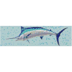 Blue Marlin Fish Peyote Bead Pattern, Bracelet Cuff, Bookmark Pattern, Seed Beading Pattern Delica Size 11 Beads, PDF Instant Download