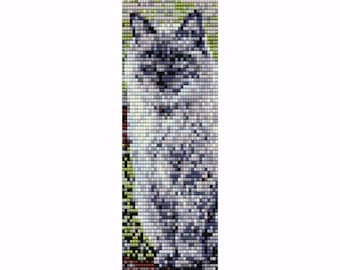 Ragdoll Cat Loom Bead Pattern, Bracelet or Bookmark Pattern, Seed Beading Pattern Delica Size 11 Beads - PDF Instant Download