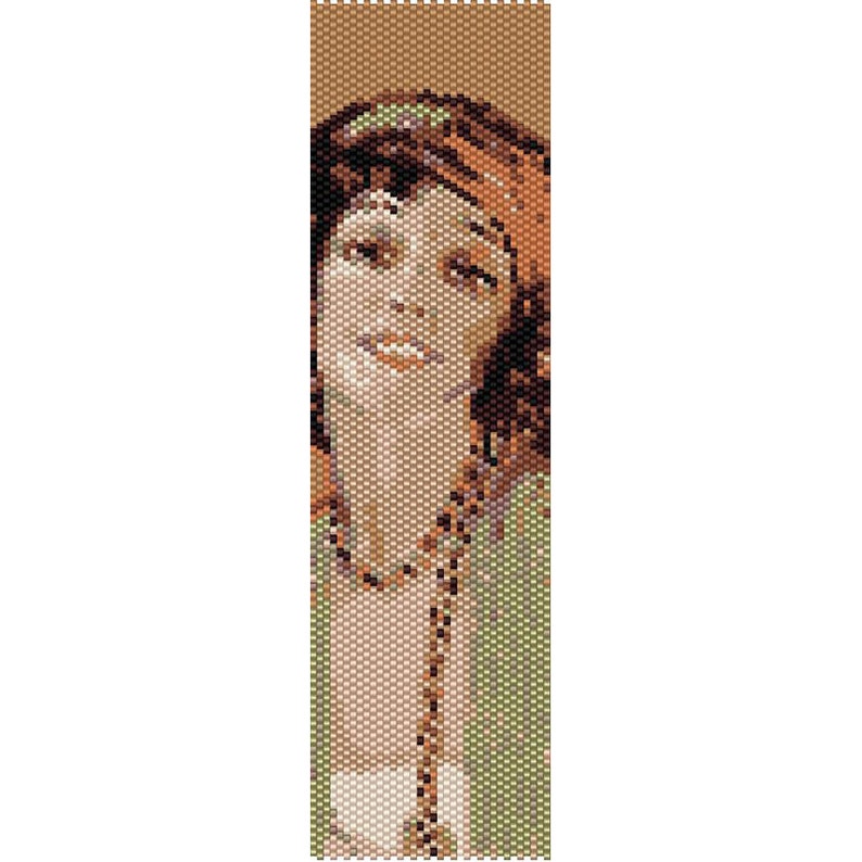 Vintage Lady 12 Peyote Bead Pattern, Bracelet Cuff, Bookmark, Seed Beading Pattern Miyuki Delica Size 11 Beads PDF Instant Download image 1