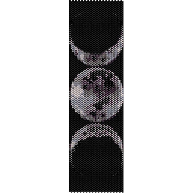 Triple Moon Peyote Bead Pattern, Bracelet Pattern, Bookmark Pattern, Seed Beading Pattern Miyuki Delica Size 11 Beads PDF Instant Download image 2