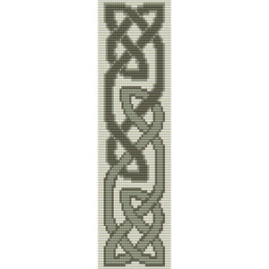 May include: A vertical pattern of interlocking knots in shades of green and brown. The pattern is repeated throughout the image.