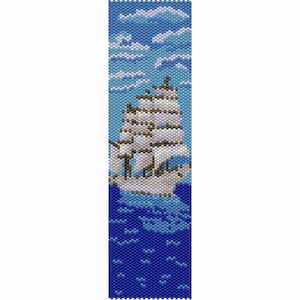 Ship Peyote Bead Pattern, Bracelet Cuff, Bookmark, Seed Beading Pattern Miyuki Delica Size 11 Beads - PDF Instant Download