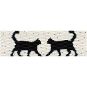 Cats Peyote Bead Pattern, Bracelet Cuff, Bookmark Pattern, Seed Beading Pattern Miyuki Delica Size 11 Beads - PDF Instant Download