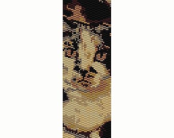 Calico Cat Peyote Bead Pattern, Bracelet Cuff, Bookmark, Seed Beading Pattern Miyuki Delica Size 11 Beads - PDF Instant Download