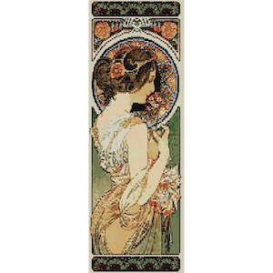 Primrose Mucha Tapestry Loom Bead Pattern, Wall Art Pattern, Seed Beading Pattern, Miyuki Delica Size 11 Beads - PDF Instant Download