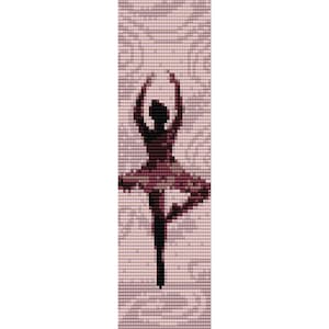 Könnte beinhalten: Eine Silhouette einer Ballerina in einem rosa Tutu, mit erhobenen Armen über dem Kopf, vor einem hellrosa Hintergrund.